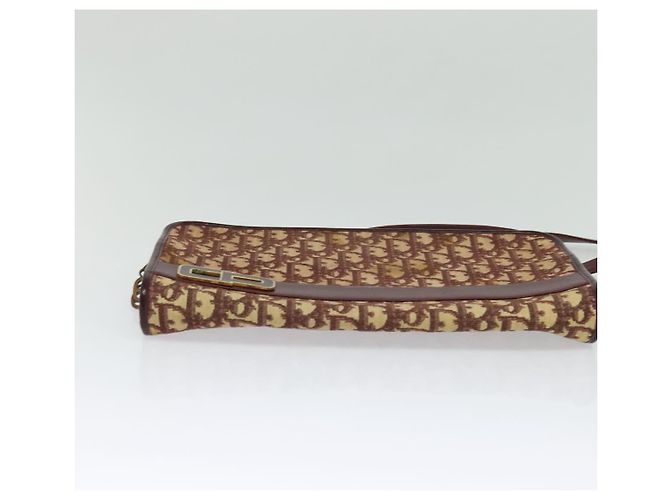 Borsa a Spalla in Tela Trotter Christian Dior Rossa Oro Auth 128717 - vista 5