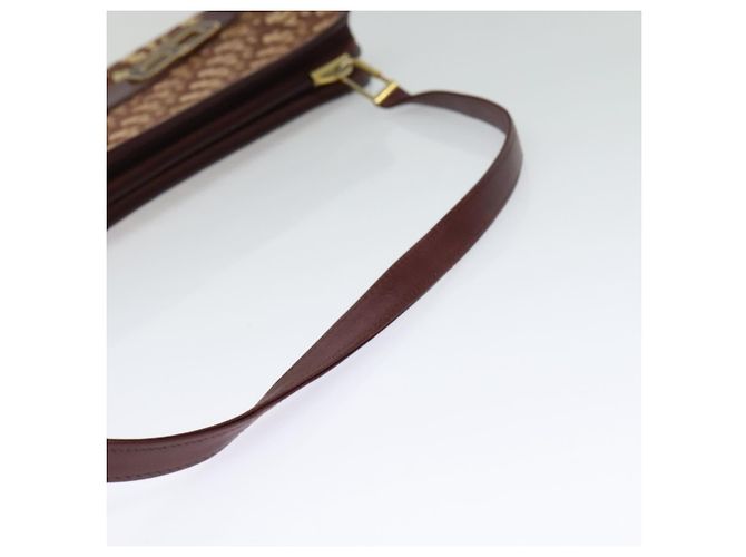 Borsa a Spalla in Tela Trotter Christian Dior Rossa Oro Auth 128717 - vista 7