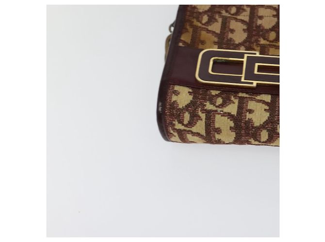 Borsa a Spalla in Tela Trotter Christian Dior Rossa Oro Auth 128717 - vista 9
