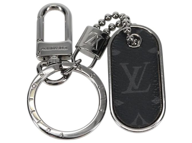 LOUIS VUITTON Eclipse Porte Cles Tab Key Holder metal Silver M63618 Auth 128810M Silvery Monogram - view 2