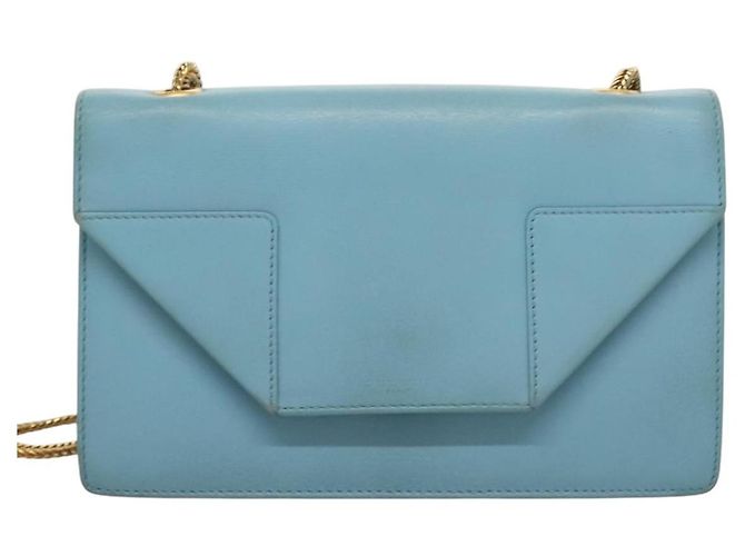 SAINT LAURENT Borsa a Spalla Betty Chain in Pelle Azzurra Chiara Oro Auth BA3801 D'oro Blu chiaro - vista 13