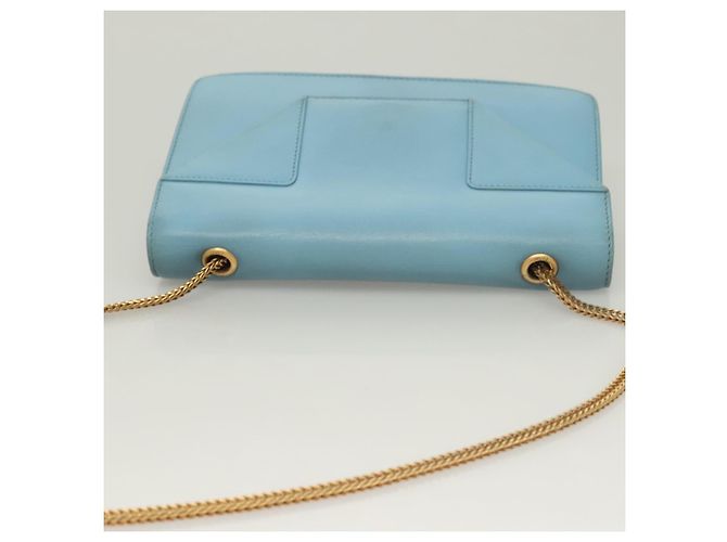 SAINT LAURENT Borsa a Spalla Betty Chain in Pelle Azzurra Chiara Oro Auth BA3801 D'oro Blu chiaro - vista 6