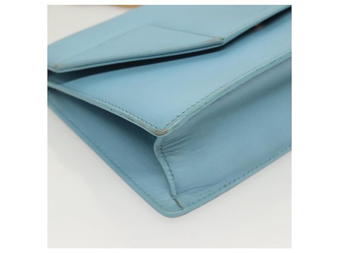 SAINT LAURENT Borsa a Spalla Betty Chain in Pelle Azzurra Chiara Oro Auth BA3801 D'oro Blu chiaro - vista 8