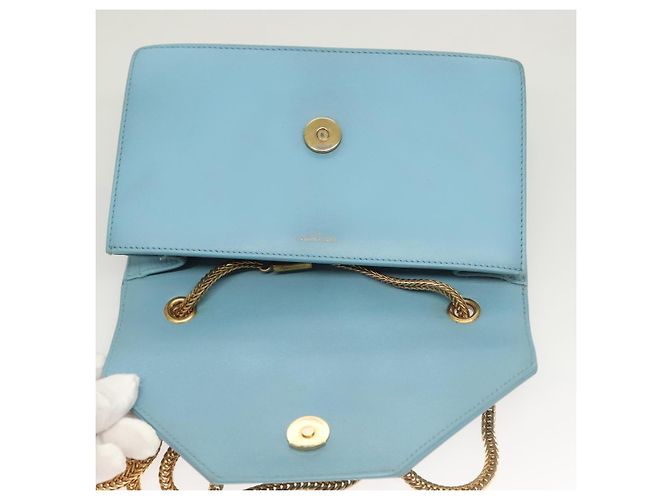 SAINT LAURENT Borsa a Spalla Betty Chain in Pelle Azzurra Chiara Oro Auth BA3801 D'oro Blu chiaro - vista 9