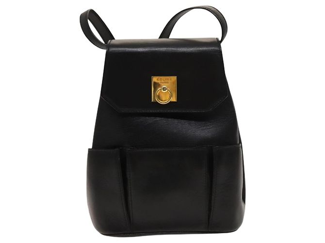 Céline Borsa a Spalla CELINE in Pelle Nera Oro Auth 128438 Nero D'oro - vista 13