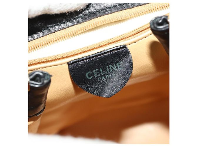 Céline Borsa a Spalla CELINE in Pelle Nera Oro Auth 128438 Nero D'oro - vista 18