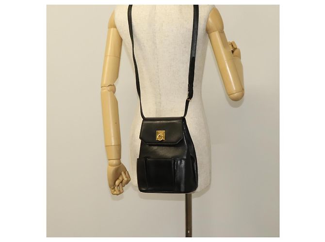 Céline Borsa a Spalla CELINE in Pelle Nera Oro Auth 128438 Nero D'oro - vista 22