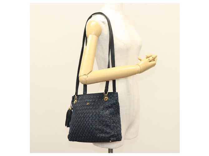 BALLY Borsa a Spalla in Camoscio Blu Navy Oro Auth BA3960 D'oro - vista 24