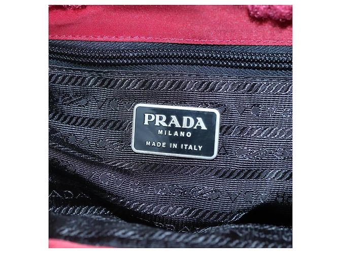 Borsa Tote PRADA Nylon Rossa Argento Auth bs27835 Rosso - vista 19