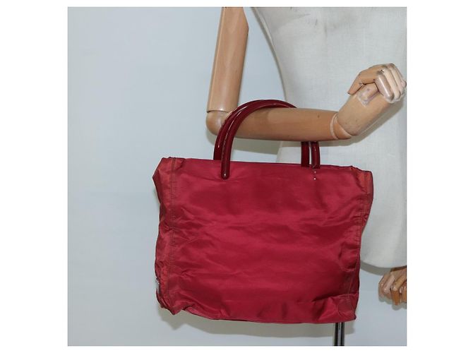 Borsa Tote PRADA Nylon Rossa Argento Auth bs27835 Rosso - vista 23