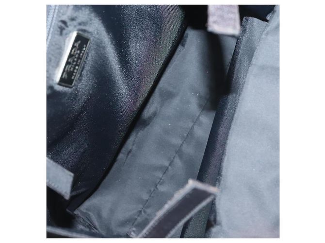 PRADA Borsa a mano in nylon nero argento Auth ti3274 - vista 10