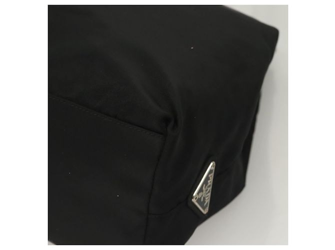 PRADA Borsa a mano in nylon nero argento Auth ti3274 - vista 14