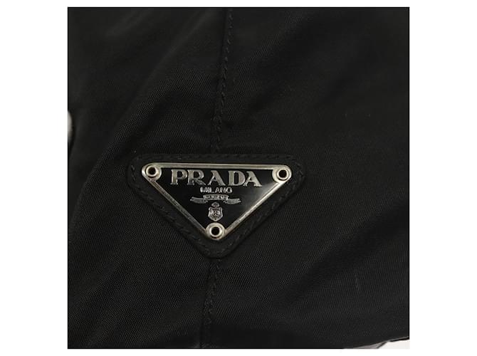 PRADA Borsa a mano in nylon nero argento Auth ti3274 - vista 17