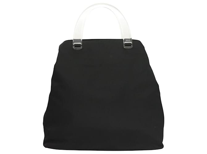 PRADA Borsa a mano in nylon nero argento Auth ti3274 - vista 2