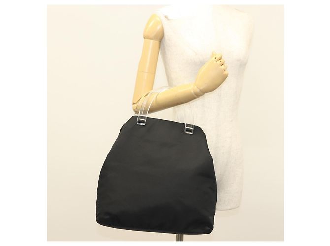 PRADA Borsa a mano in nylon nero argento Auth ti3274 - vista 22