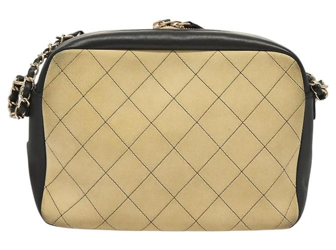 CHANEL Borsa a Spalla Matelassé in Camoscio Avorio Oro CC Auth 128451 D'oro Crudo - vista 2