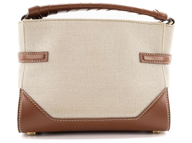 BALMAIN - Bandolera B-Buzz 22 Balmain en lona beige y cuero marrón - vista 3
