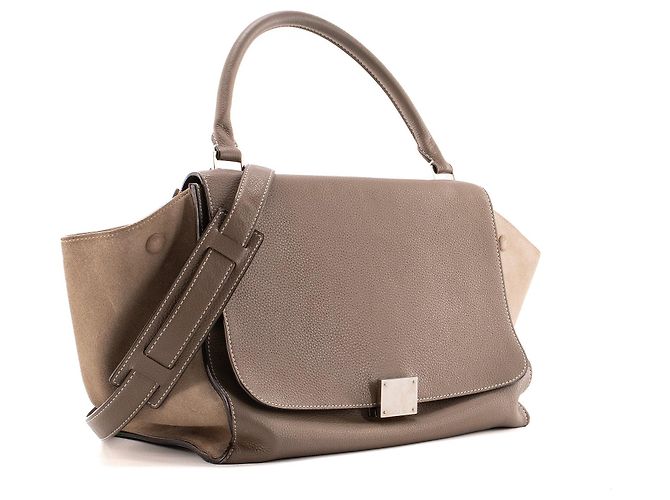 Céline CELINE - Borsa Trapeze Celine in pelle grigia martellata Grigio - vista 2