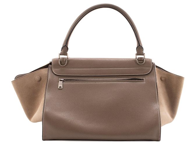 Céline CELINE - Borsa Trapeze Celine in pelle grigia martellata Grigio - vista 3