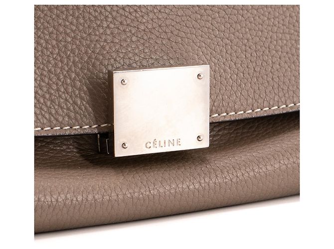 Céline CELINE - Borsa Trapeze Celine in pelle grigia martellata Grigio - vista 5