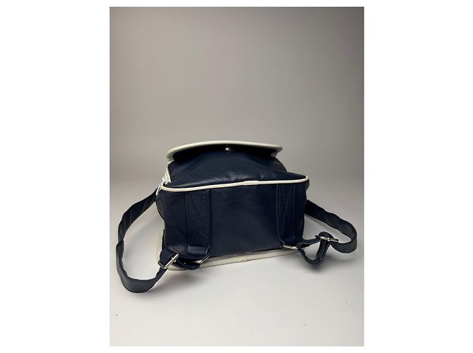 Vintage Courreges Paris Leder Rucksack navy und weiß - Ansicht 12