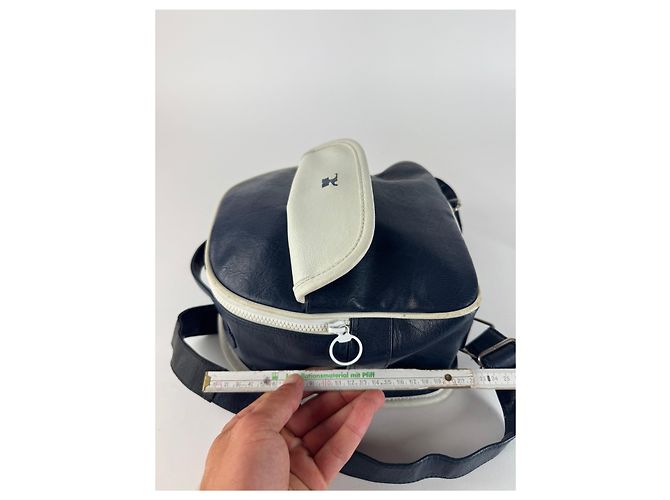 Vintage Courreges Paris Leder Rucksack navy und weiß - Ansicht 13