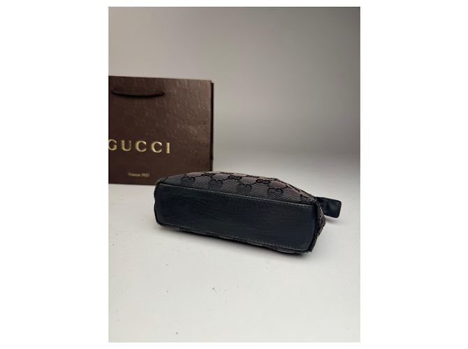Bolso de lona y cuero monograma Gucci vintage negro - vista 10