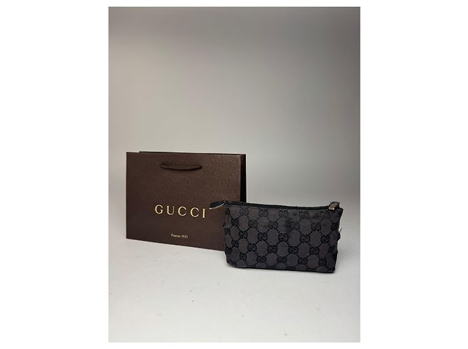 Bolso de lona y cuero monograma Gucci vintage negro - vista 12