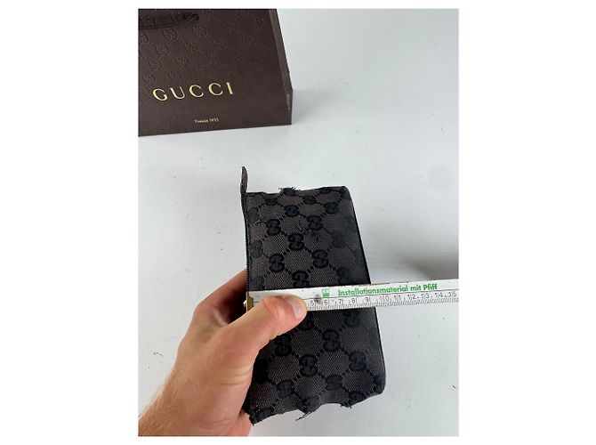 Bolso de lona y cuero monograma Gucci vintage negro - vista 13