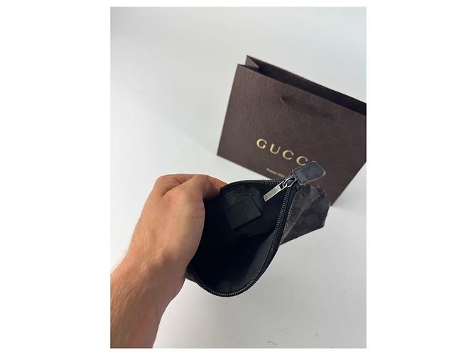Bolso de lona y cuero monograma Gucci vintage negro - vista 3