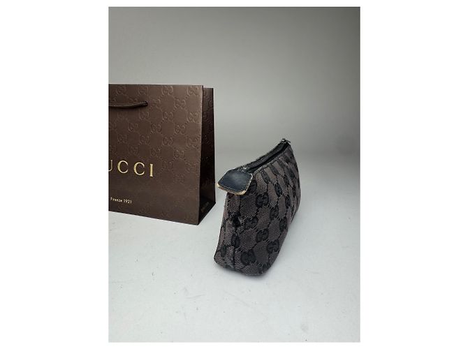 Bolso de lona y cuero monograma Gucci vintage negro - vista 8