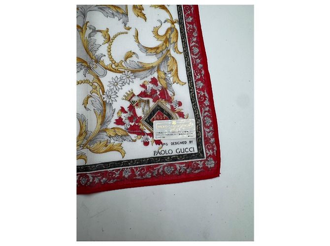 Sciarpa Vintage Gucci Rossa Oro Grigia Rosso - vista 2