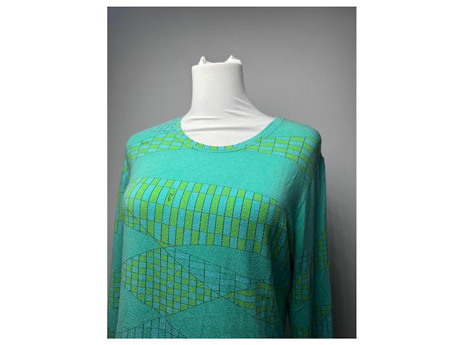 Pull en viscose vintage Emilio Pucci bleu vert - vue 14