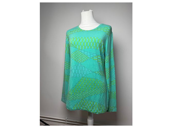 Pull en viscose vintage Emilio Pucci bleu vert - vue 7