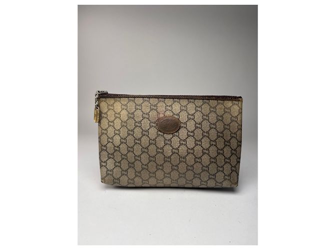 Ophidia Clutch in pelle vintage Gucci Plus marrone grigio - vista 10