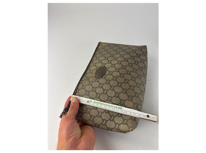 Ophidia Clutch in pelle vintage Gucci Plus marrone grigio - vista 11
