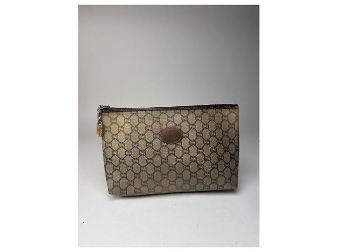 Ophidia Clutch in pelle vintage Gucci Plus marrone grigio - vista 13