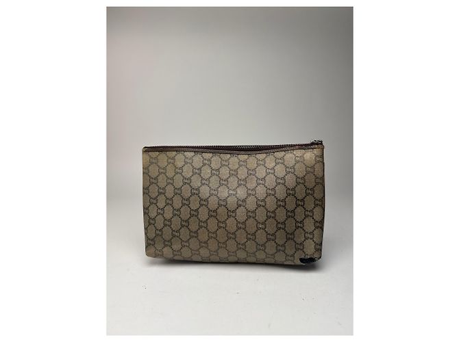 Ophidia Clutch in pelle vintage Gucci Plus marrone grigio - vista 14