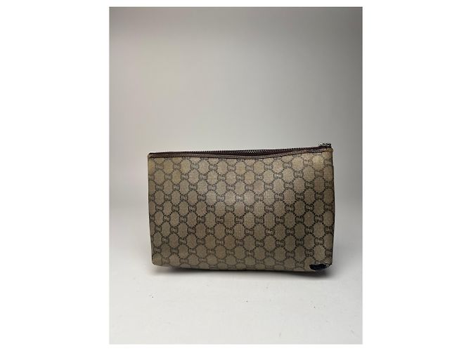 Ophidia Clutch in pelle vintage Gucci Plus marrone grigio - vista 2