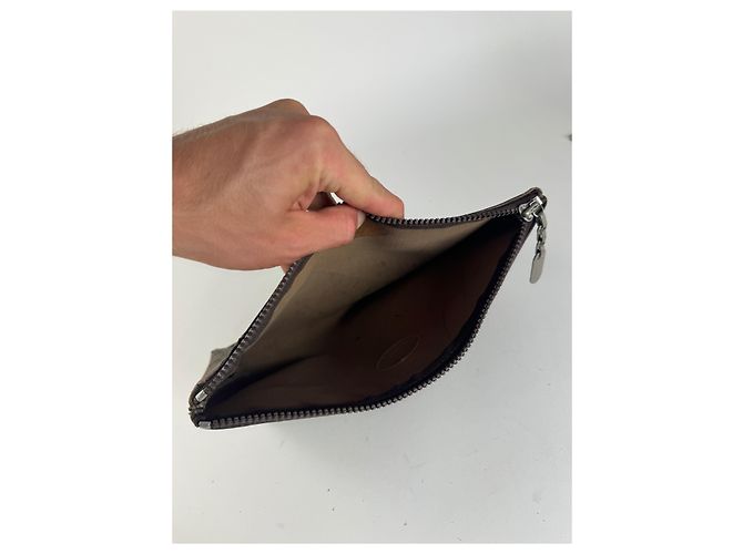 Ophidia Clutch in pelle vintage Gucci Plus marrone grigio - vista 4