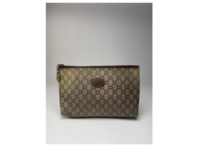 Ophidia Clutch in pelle vintage Gucci Plus marrone grigio - vista 5