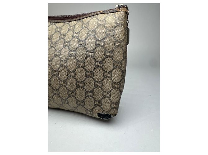 Ophidia Clutch in pelle vintage Gucci Plus marrone grigio - vista 6