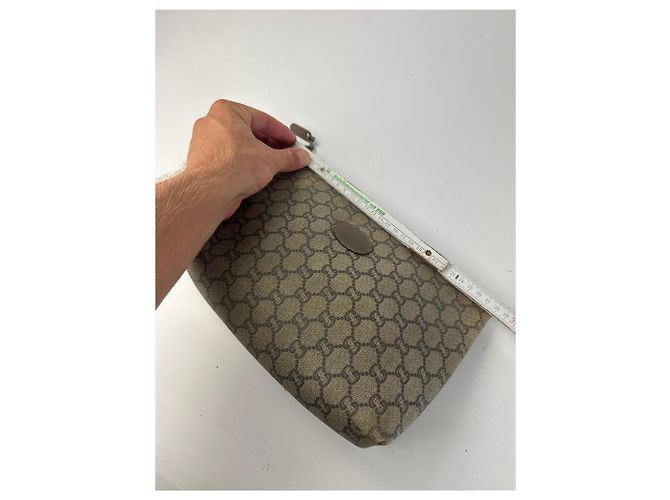 Ophidia Clutch in pelle vintage Gucci Plus marrone grigio - vista 9