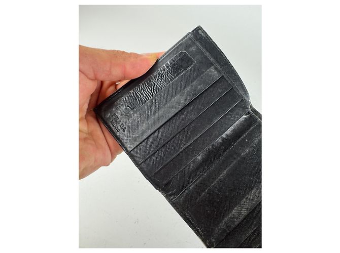 Vintage Prada Triangle Polyester leather wallet black - view 6
