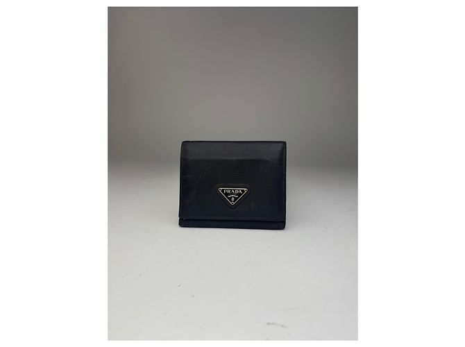 Vintage Prada Triangle Polyester leather wallet black - view 9