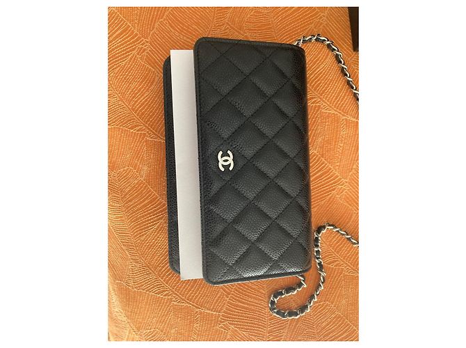 Chanel WOC in pelle caviar e argento Nero - vista 2