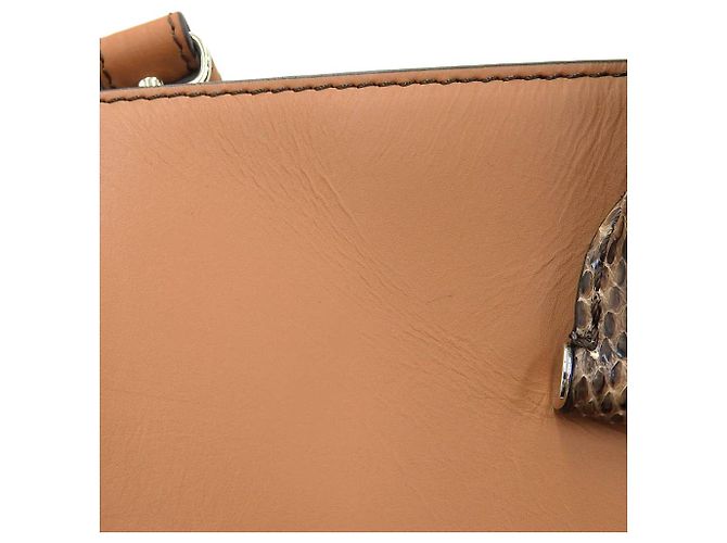 Sac à main 2WAY en cuir python Max Mara Marron - vue 5