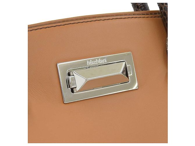 Sac à main 2WAY en cuir python Max Mara Marron - vue 8