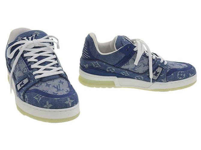 Sneakers Denim Trainer Louis Vuitton Blu - vista 2