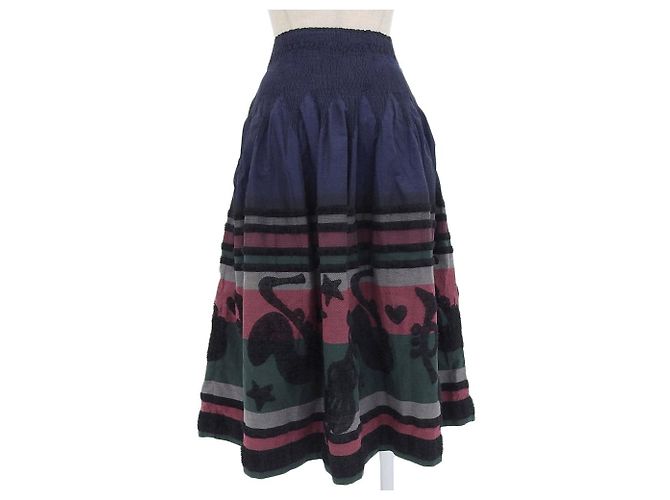 Falda Larga Issey Miyake Verde Marino Roja Azul marino - vista 2